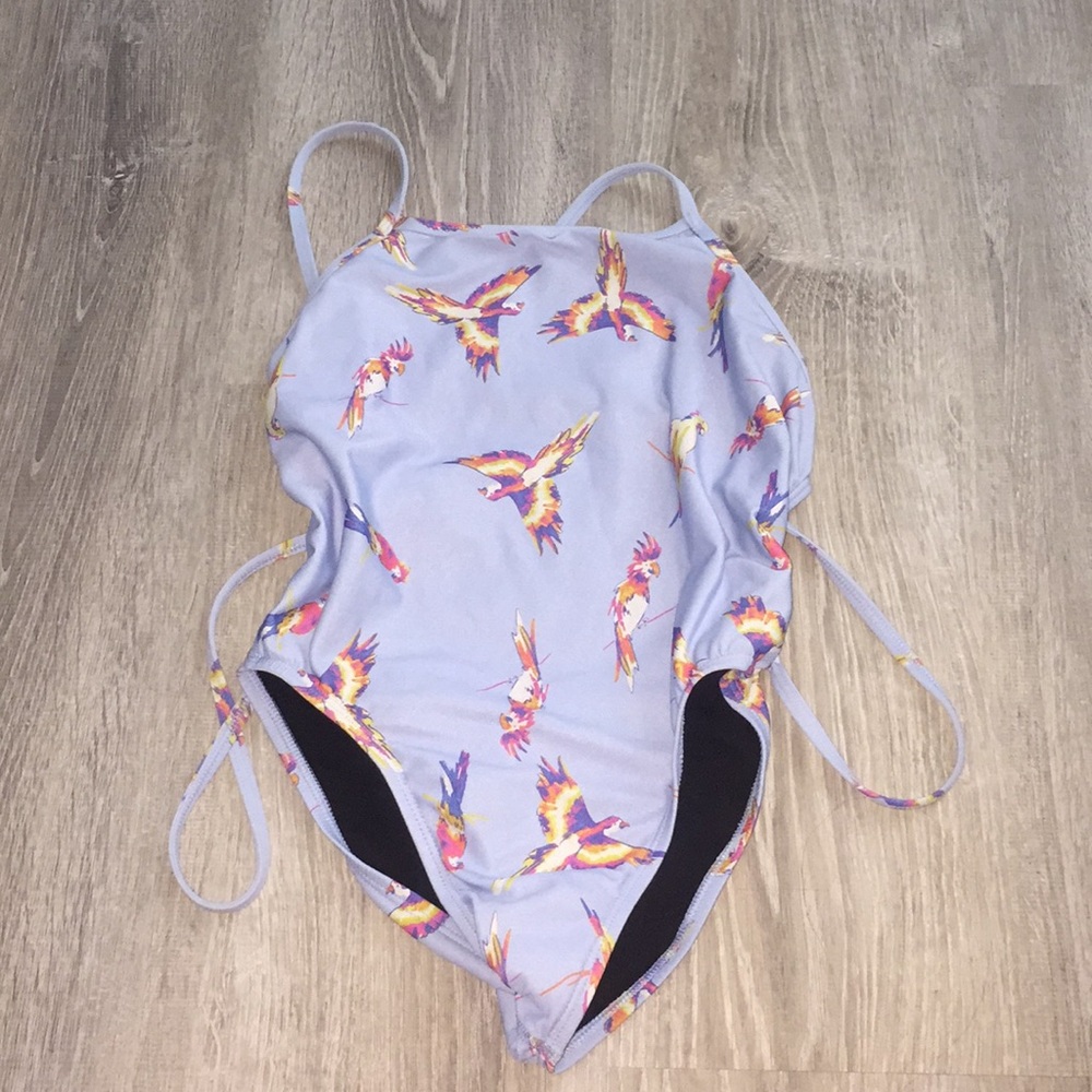 Jolyn Onesie Lavender With Birds Tie Back